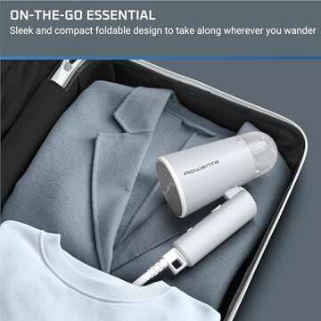 Rowenta, Steamer for Clothes, Travel Steam Handheld Steamer, 2.3 Oz Tank Capacity, Foldable, Easy Steam, 1100 Watts, Ironing, Gray Clothes Steamer, Vacation Essentials, Travel Must Have, DR1011