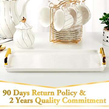 DUJUST Modern Nordic Serving Tray with Golden Handles