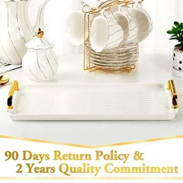 DUJUST Modern Nordic Serving Tray with Golden Handles