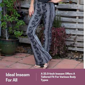 SATINA Womens High Waisted Flare Wide Leg Leggings, Printed and Solid, Reg and Plus, 04 Leafy Black, XX-Large