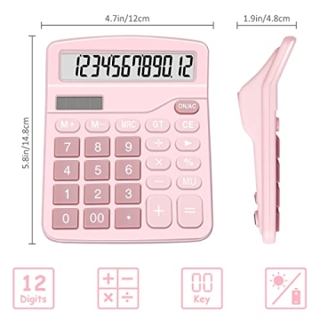 Splaks Dual Power Desktop Calculators - 2 Pack with Large Display