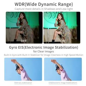 ORDRO 5K Video Camera Camcorder with 95° Wide Angle, WDR Mode, EIS Stabilizer, AE20 Video Camera Recorder IR Night Vision Vlogging Camera for YouTube with IR Night Light, Holder, Remote, 2 Batteries