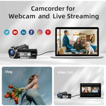 ORDRO 5K Video Camera Camcorder with 95° Wide Angle, WDR Mode, EIS Stabilizer, AE20 Video Camera Recorder IR Night Vision Vlogging Camera for YouTube with IR Night Light, Holder, Remote, 2 Batteries
