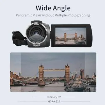 ORDRO 5K Video Camera Camcorder with 95° Wide Angle, WDR Mode, EIS Stabilizer, AE20 Video Camera Recorder IR Night Vision Vlogging Camera for YouTube with IR Night Light, Holder, Remote, 2 Batteries