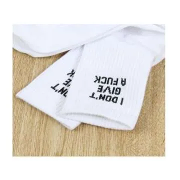 Comidox 2 Pairs Fashion Men Women Casual Sport Socks White Socks with Words FUCK OFF&I DON'T GIVE A FUCK,Funny Fuck Off Mens Socks