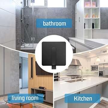 Platybelodon Stick on Hooks Self Adhesive Hooks 8 Packs Heavy Duty Wall Hook Shower Towel Hooks for Bathrooms Sticky Hooks for Hanging Stainless Steel Waterproof Black Shower Hooks