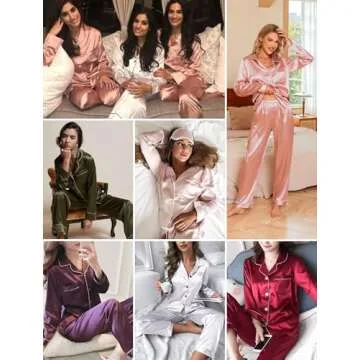 Leikar Women's Silk Satin Pajama Set Long Sleeve Comfort