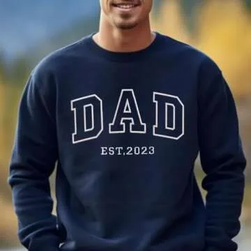 GODMERCH Personalized Embroidered Dad Est Hoodie with Kid Names on Sleeve, Dad Sweatshirt Hoodie for Men, Gifts for Dad Daddy Husband Grandpa Fathers Day Christmas