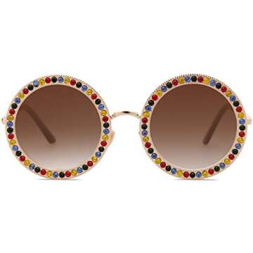 SOJOS Shining Oversized Rhinestone Sunglasses for Festivals