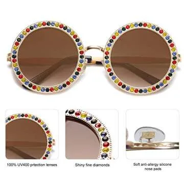 SOJOS Shining Oversized Rhinestone Sunglasses for Festivals
