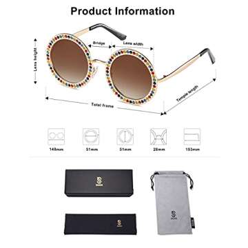 SOJOS Shining Oversized Rhinestone Sunglasses for Festivals