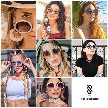 SOJOS Shining Oversized Rhinestone Sunglasses for Festivals