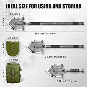 Zune Lotoo Survival Shovel Multitool 28 in 1 Luxury Kit, Tactical Camping Folding Shovel, Unbreakable Martensitic Steel Adjustable 7 Angles 24-35.4'' Length, Compact Gear for Outdoor Hiking Emergency