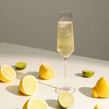 Gnimihz Classy Champagne Flutes Set of 4 - Handmade Crystal Glasses with Upscale Angular Design, Lea...