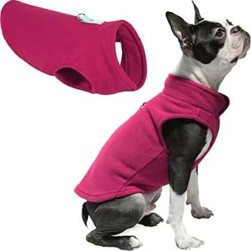 Gooby Fleece Vest Dog Sweater - Fuchsia, Large - Warm Pullover Fleece Dog Jacket with O-Ring Leash -...