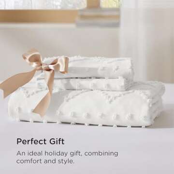 Bedsure Boho Duvet Cover King Size - Boho Bedding, Tufted King Duvet Cover for All Seasons, 3 Pieces Embroidery Shabby Chic Home Bedding,Comforter Not Included (White, 104" x 90")