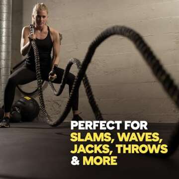 TRX Training Battle Rope, Conditioning Rope for Strength and Cardio Training, Portable Exercise Equi...