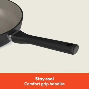 bella 7 Piece Cookware Set with EverGood™ Ceramic Nonstick Coating​, Dishwasher Safe Oven Safe, All Stovetops Compatible, Glass Lids with Silicone Rims, Cool Touch Handles, Black