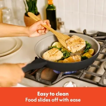 bella 7 Piece Cookware Set with EverGood™ Ceramic Nonstick Coating​, Dishwasher Safe Oven Safe, All Stovetops Compatible, Glass Lids with Silicone Rims, Cool Touch Handles, Black