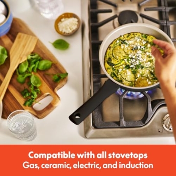 bella 7 Piece Cookware Set with EverGood™ Ceramic Nonstick Coating​, Dishwasher Safe Oven Safe, All Stovetops Compatible, Glass Lids with Silicone Rims, Cool Touch Handles, Black