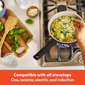 bella 7 Piece Cookware Set with EverGood™ Ceramic Nonstick Coating​, Dishwasher Safe Oven Safe, All Stovetops Compatible, Glass Lids with Silicone Rims, Cool Touch Handles, Black