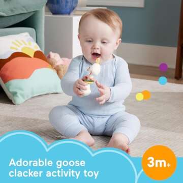 Fisher-Price Newborn Toy Clack & Quack Goose, Animal Themed Baby Rattle for Developmental Play Infan...