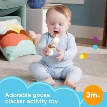 Fisher-Price Newborn Toy Clack & Quack Goose, Animal Themed Baby Rattle for Developmental Play Infan...