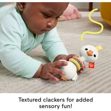 Fisher-Price Newborn Toy Clack & Quack Goose, Animal Themed Baby Rattle for Developmental Play Infants Ages 3+ Months