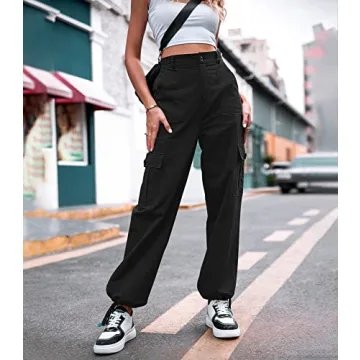 Stylish Women High Waisted Cargo Pants with 6 Pockets