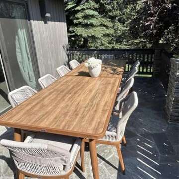 PURPLE LEAF 11 Pieces Dining Set Patio Metal Rectangular Table and Wicker Rattan Chairs for Outside ...