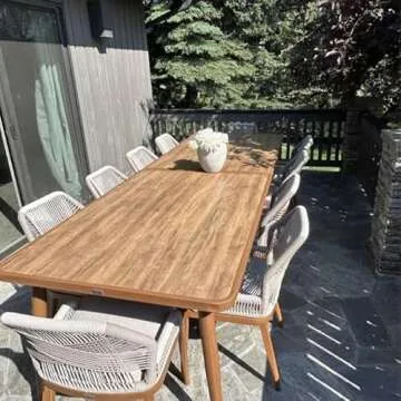 PURPLE LEAF 11 Pieces Dining Set Patio Metal Rectangular Table and Wicker Rattan Chairs for Outside ...