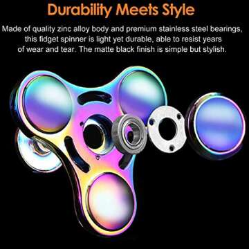 Cool Fidget Spinners Toy Metal for Kids Adults, Steel Finger Hand Spinner Desk Toys Gifts Goodie Bag Fillers, Stress Desk Toys Stocking Stuffer Party Favors Supplies Boys Girls 5 Pack