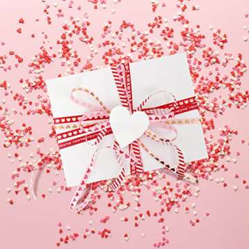 110yd Valentines Ribbon, Valentines Day Decor, Valentine Ribbon for Gift Wrapping, Red Ribbon Valentines, Heart Ribbons Craft Satin Valentines Day Gifts DIY Crafts -3/8IN*110YD