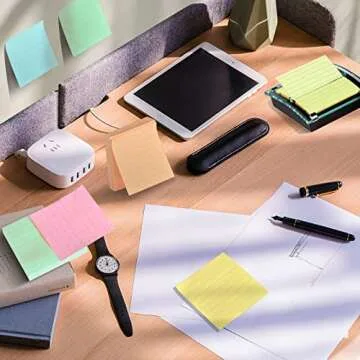 Pop Up Sticky Notes Lined 3x3 inch , Easy to Post Sticky Notes with Lines, 600 Sheet, Pink Purple Blue Yellow Green Orange Color, Office Accessories