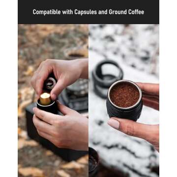 STARESSO Classic Portable Espresso Maker, 2 in1 Travel Coffee Maker,Compatible Capsules and Ground C...