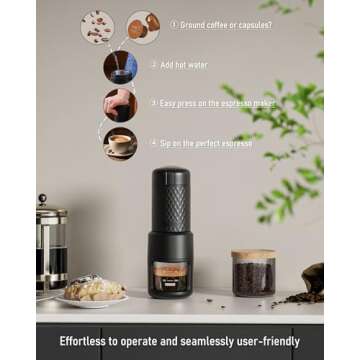 STARESSO Classic Portable Espresso Maker, 2 in1 Travel Coffee Maker,Compatible Capsules and Ground Coffee,Manual Espresso Machine,Hand Press Coffee Maker for Kitchen Travel,Camping,Hiking