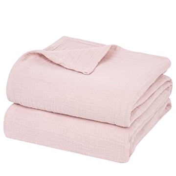 PHF 100% Cotton Muslin Blanket Queen Size 90" x 90" - Lightweight, Breathable, Luxuriously Soft Bedd...