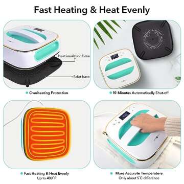 HTVRONT Heat Press Machine for T-Shirts, Portable Heat Press 10"X10", Iron Press for Sublimation and HTV Vinyl Shirt Press Machine for Hat, Bags, Heating Transfer Projects (Mint Green)