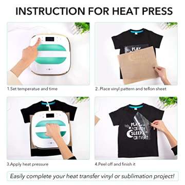 HTVRONT Heat Press Machine for T-Shirts, Portable Heat Press 10"X10", Iron Press for Sublimation and HTV Vinyl Shirt Press Machine for Hat, Bags, Heating Transfer Projects (Mint Green)