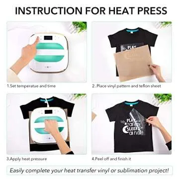 HTVRONT Heat Press Machine for T-Shirts, Portable Heat Press 10"X10", Iron Press for Sublimation and HTV Vinyl Shirt Press Machine for Hat, Bags, Heating Transfer Projects (Mint Green)