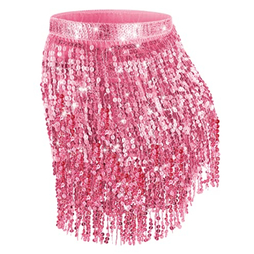 Syhood 2 Pcs Sequin Tassel Skirt for Dance and Parties