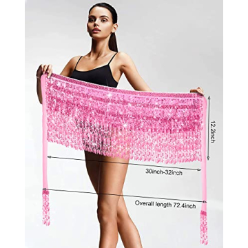 Syhood 2 Pcs Sequin Tassel Skirt for Dance and Parties