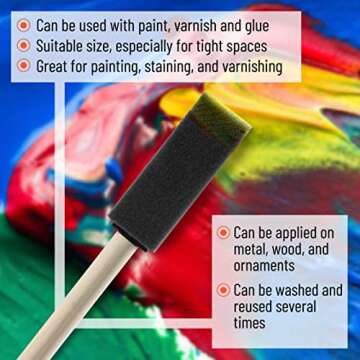 Bates Foam Paint Brushes Set of 26 - Perfect for Crafts and Painting