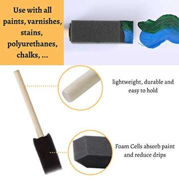 Bates Foam Paint Brushes Set of 26 - Perfect for Crafts and Painting