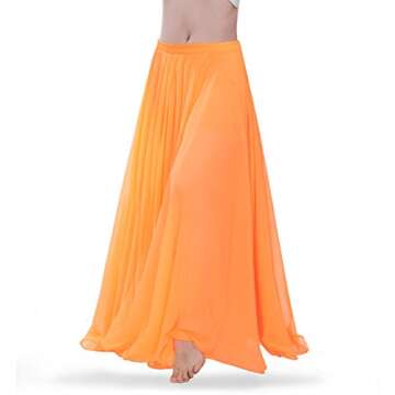 ROYAL SMEELA Belly Dance Chiffon Skirt in Orange, One Size