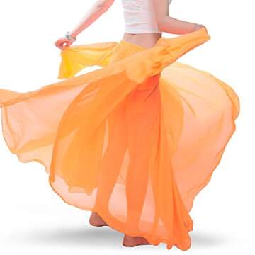 ROYAL SMEELA Belly Dance Chiffon Skirt in Orange, One Size