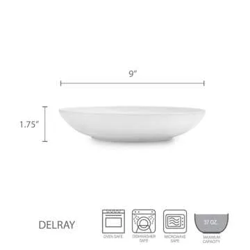 Mikasa Delray Bone China Pasta Bowl, Set Of 4, 9 inch, White