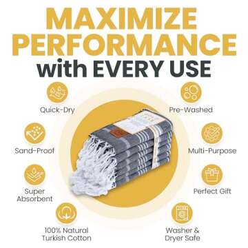 Gold CASE Turkish Hand Towels for Bathroom Set of 6 – 20 x 40'' – 100% Cotton Bathroom Hand Towe...