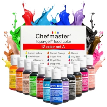 Chefmaster Liqua-Gel Food Coloring Set - 12 Vibrant Colors, Fade Resistant Formula