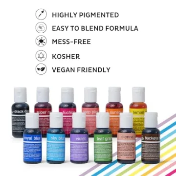 Vibrant Chefmaster Liqua-Gel Food Coloring - 12 Pack